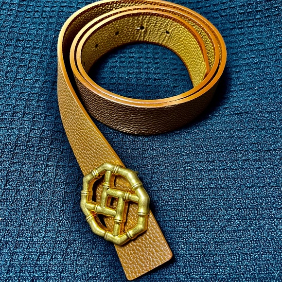J. McLaughlin Reversible Brown Belt with Gold Buckle - Picture 2 of 12